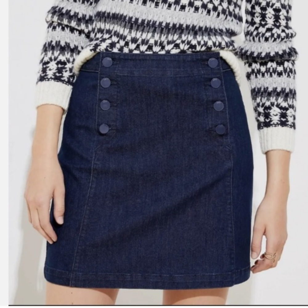 Loft denim sailor dark washed‎ skirt. NWT. Retail 88